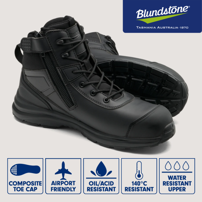 MyWorkWear Blundstone 797 Lightweight Zip Up Safety Boots BLACK