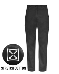 Stretch Cargo Pants (Elastic Waist) - BLACK